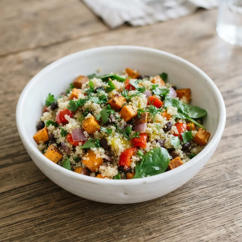 A complete, nutrient-dense meal showcasing a sustainable approach to healthy eating.