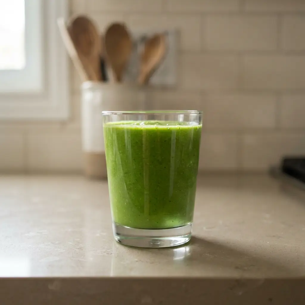 A modern kitchen setup reminiscent of popular celebrity wellness routines.