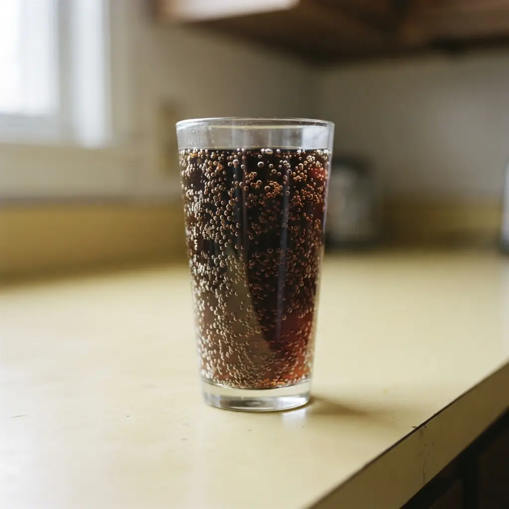 Contrasting images of sugary beverages and water, highlighting a common habit linked to belly fat.