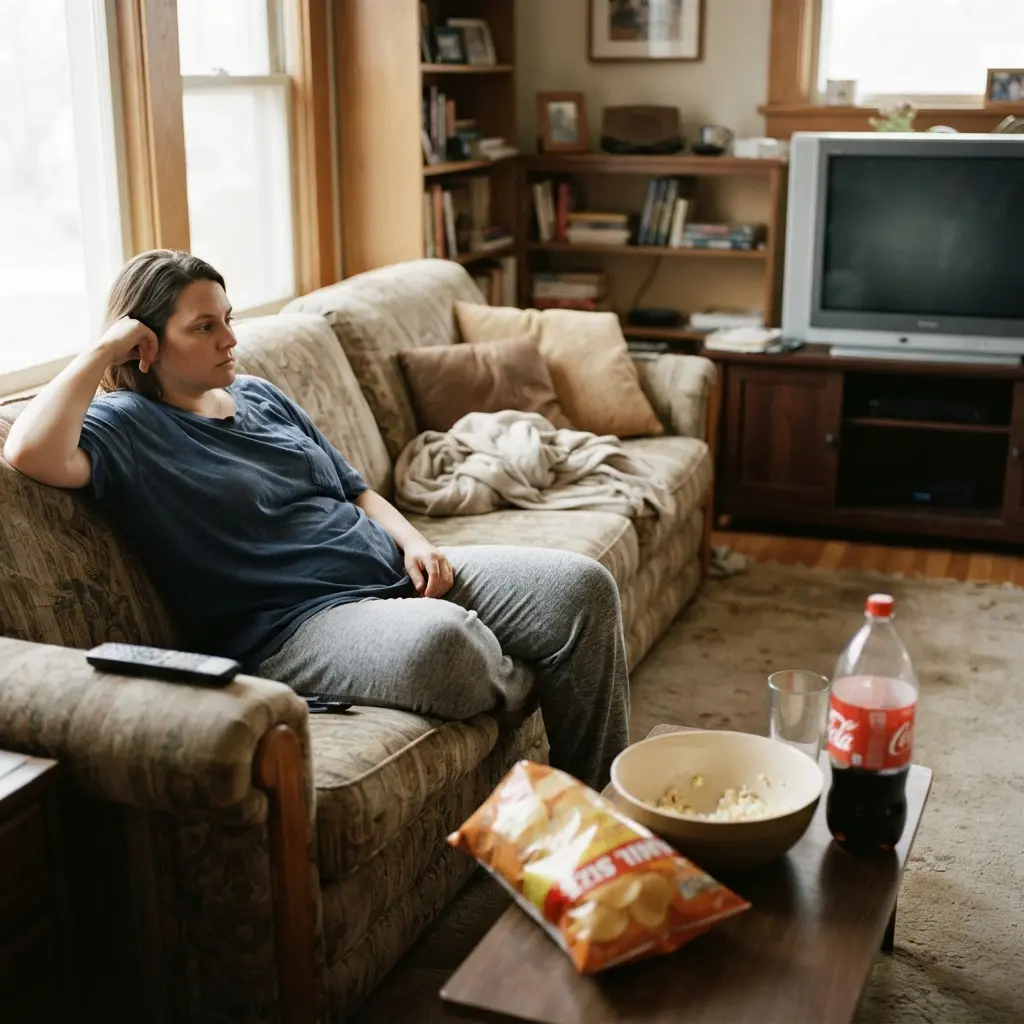 A person using a stress management technique like meditation or deep breathing exercises.