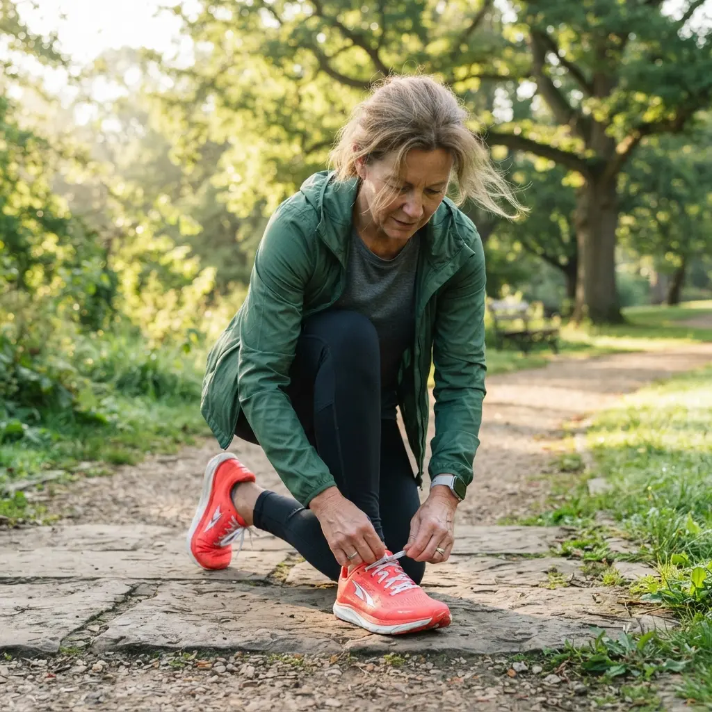 Someone experiencing the intrinsic rewards of increased energy from healthy habits.
