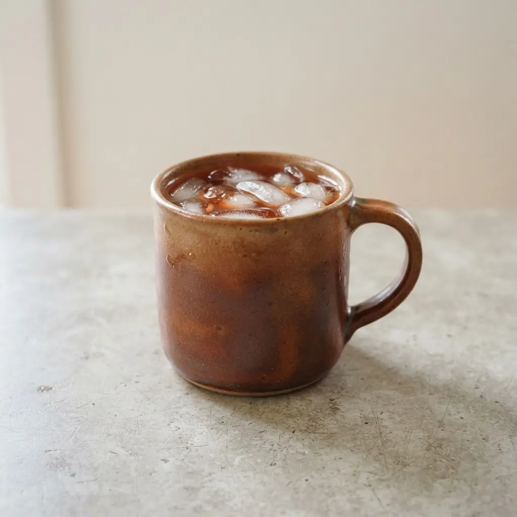 A mug of reddish-brown rooibos tea with slices of ginger and lemon on the side.