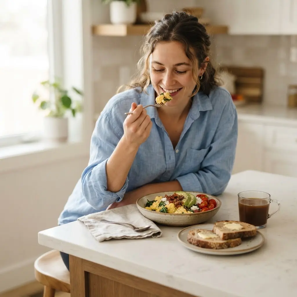 Listening to your body's hunger signals instead of a rigid eating schedule.