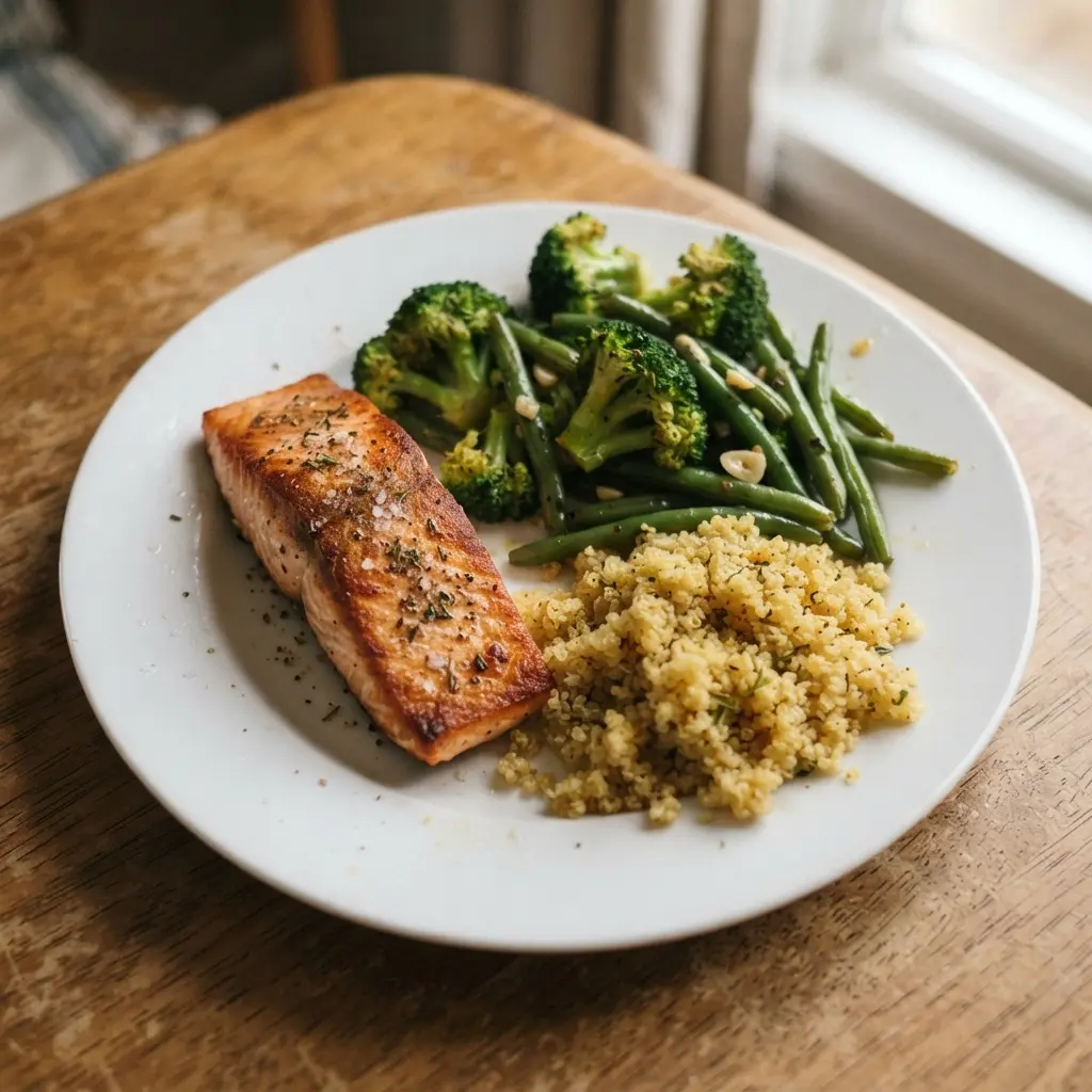 A wholesome meal focusing on overall balance rather than perfect macros for a healthy diet.