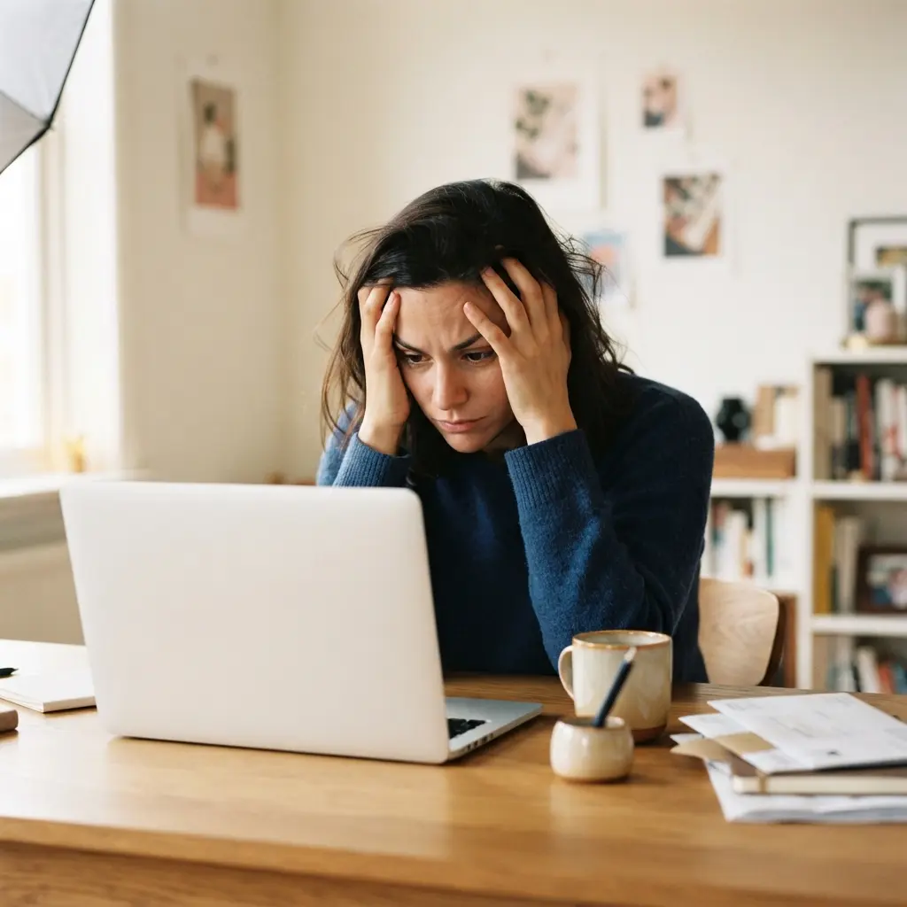 An individual experiencing work-related stress, which can increase cortisol levels.