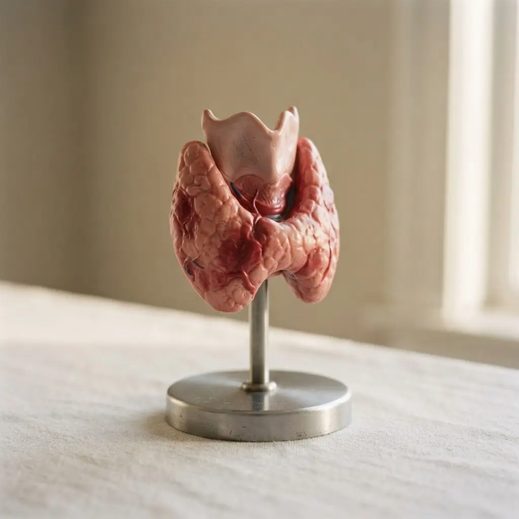 An illustration of the thyroid gland, representing how endocrine disorders can slow metabolism.