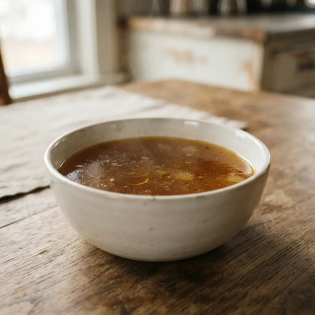 Foods like bone broth and oranges that provide nutrients to support the body's natural collagen synthesis.
