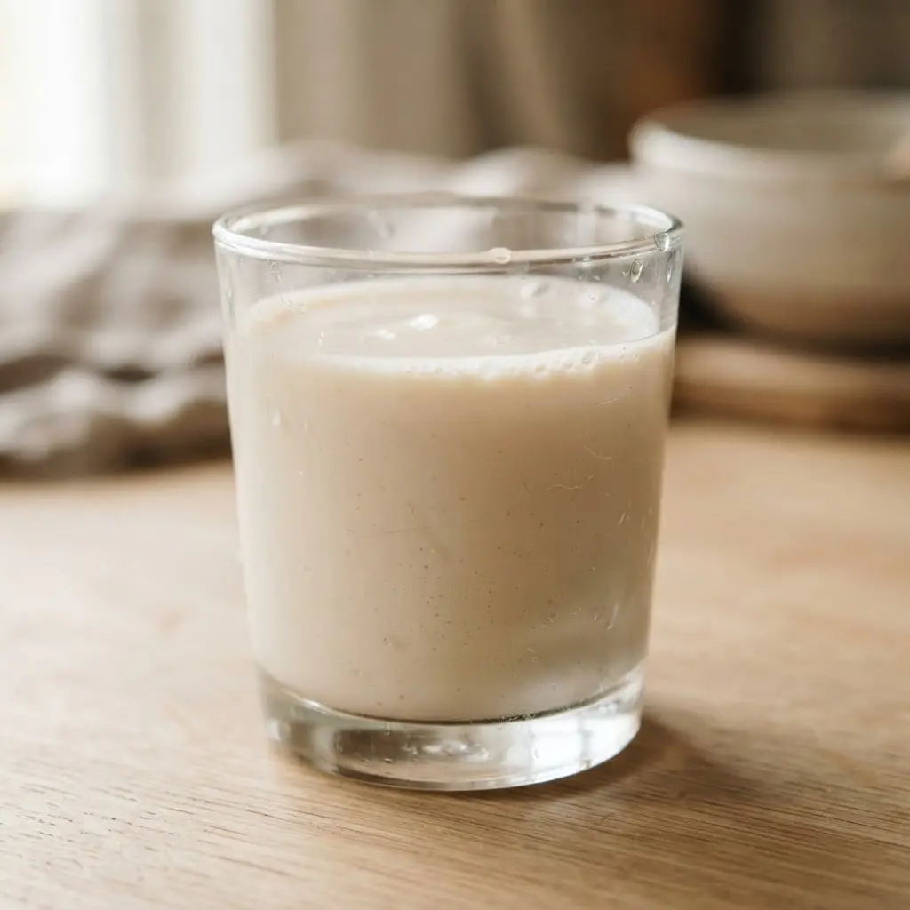 Fortified oat drink in close-up.