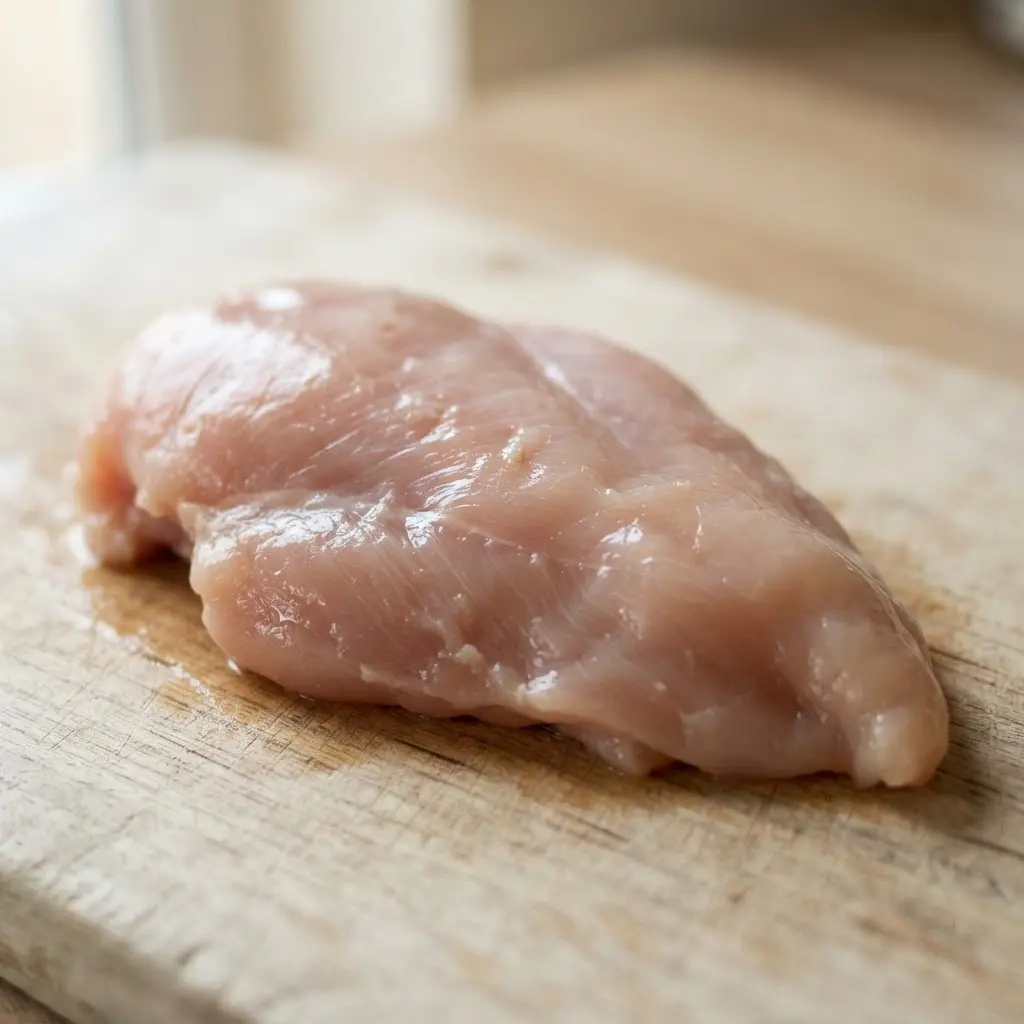 Raw chicken in close-up.