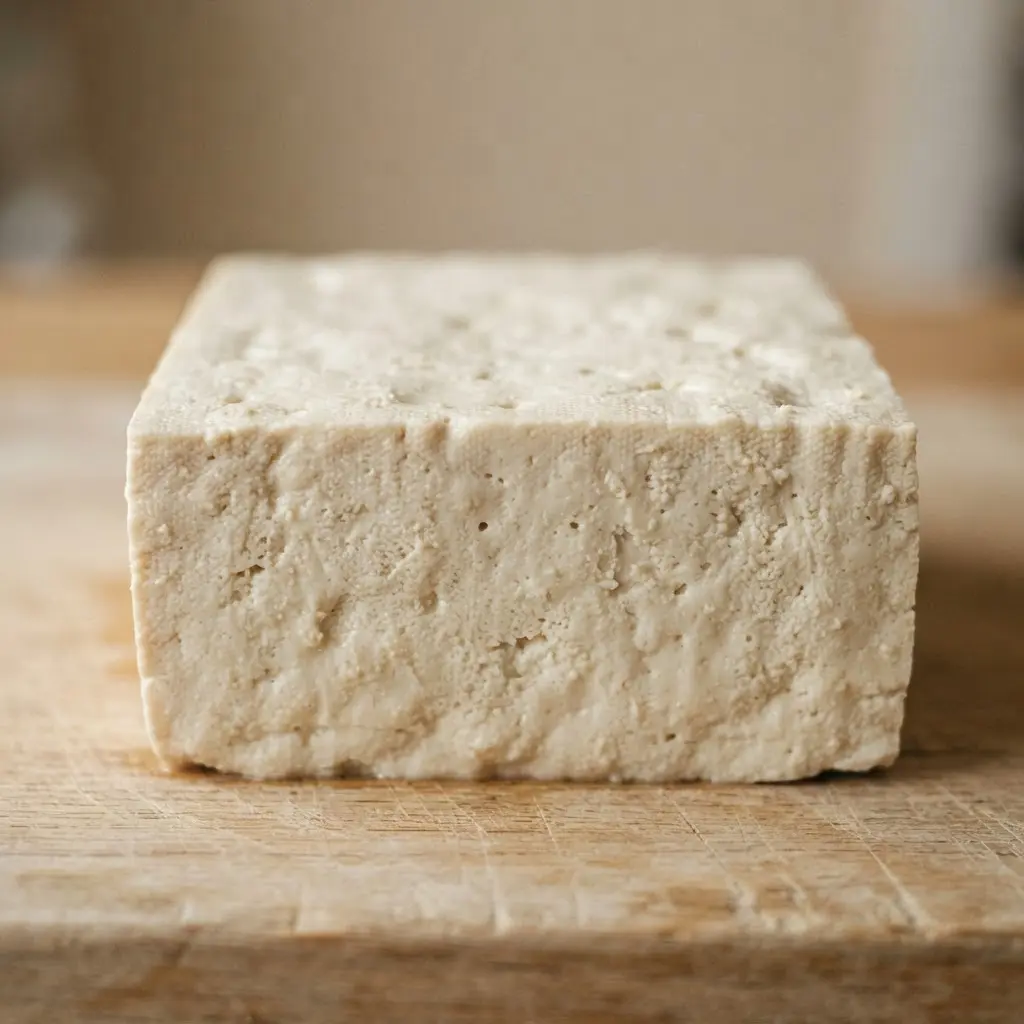 Tofu in close-up.