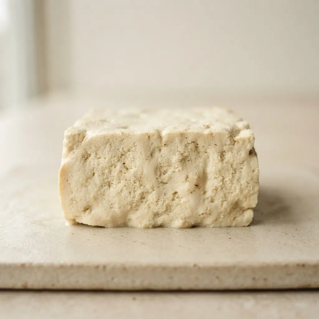 Tofu in close-up.