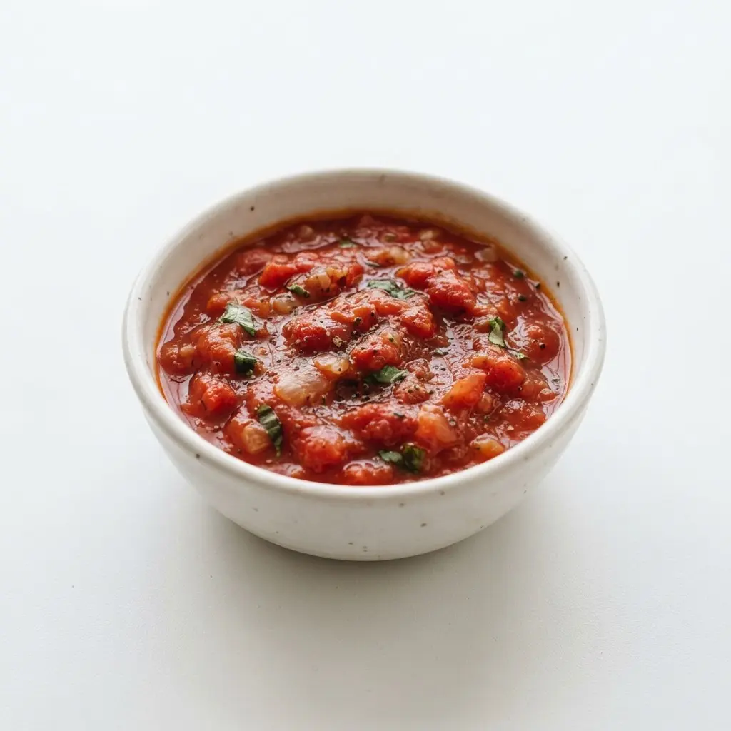 Tomato sauce on a clean white background.