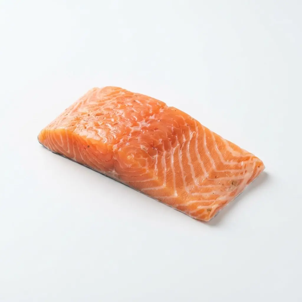 Salmon on a clean white background.