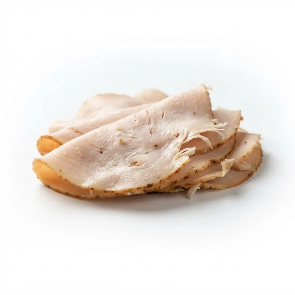 Deli meat on a clean white background.