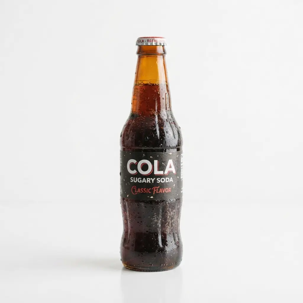 Sugary soda on a clean white background.