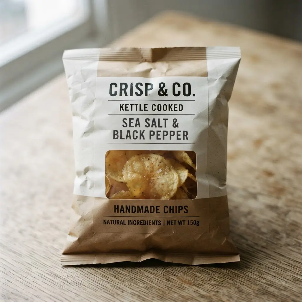 Packaged chips in close-up.