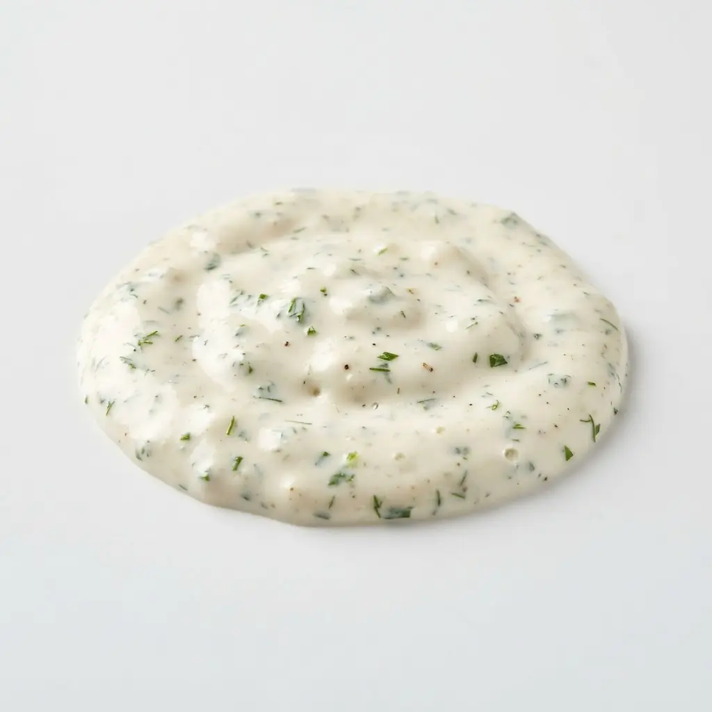 Creamy dressing on a clean white background.