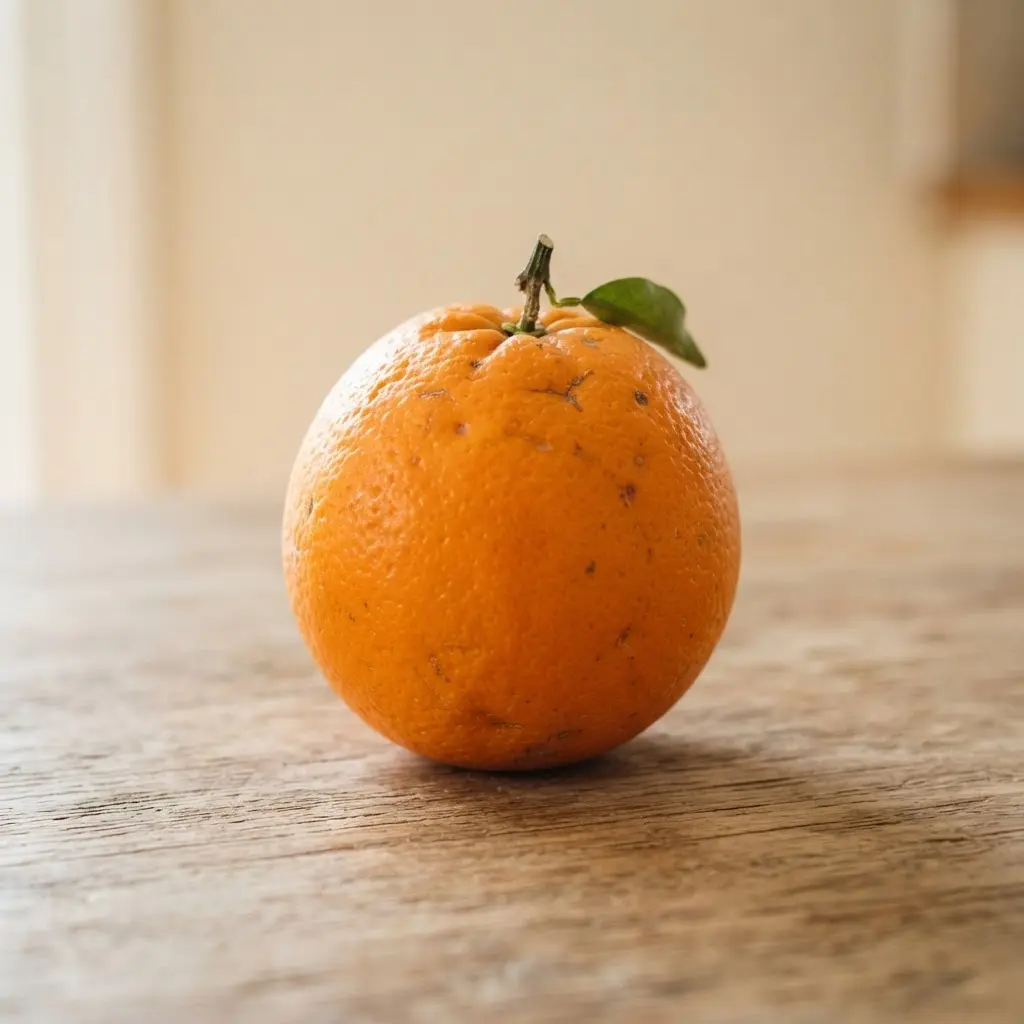 Citrus on a plain wooden surface.