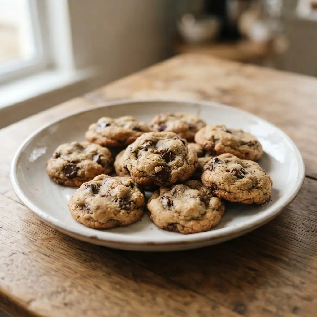 Chewy almond flour cookies with melted chocolate chips and soft centers, a gluten-free chocolate chip recipe.
