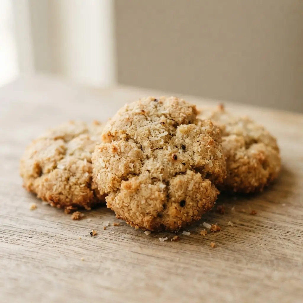 Coconut flour cookies in close-up.