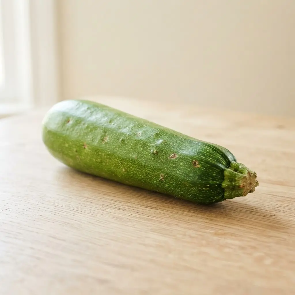 Zucchini on a plain wooden surface.