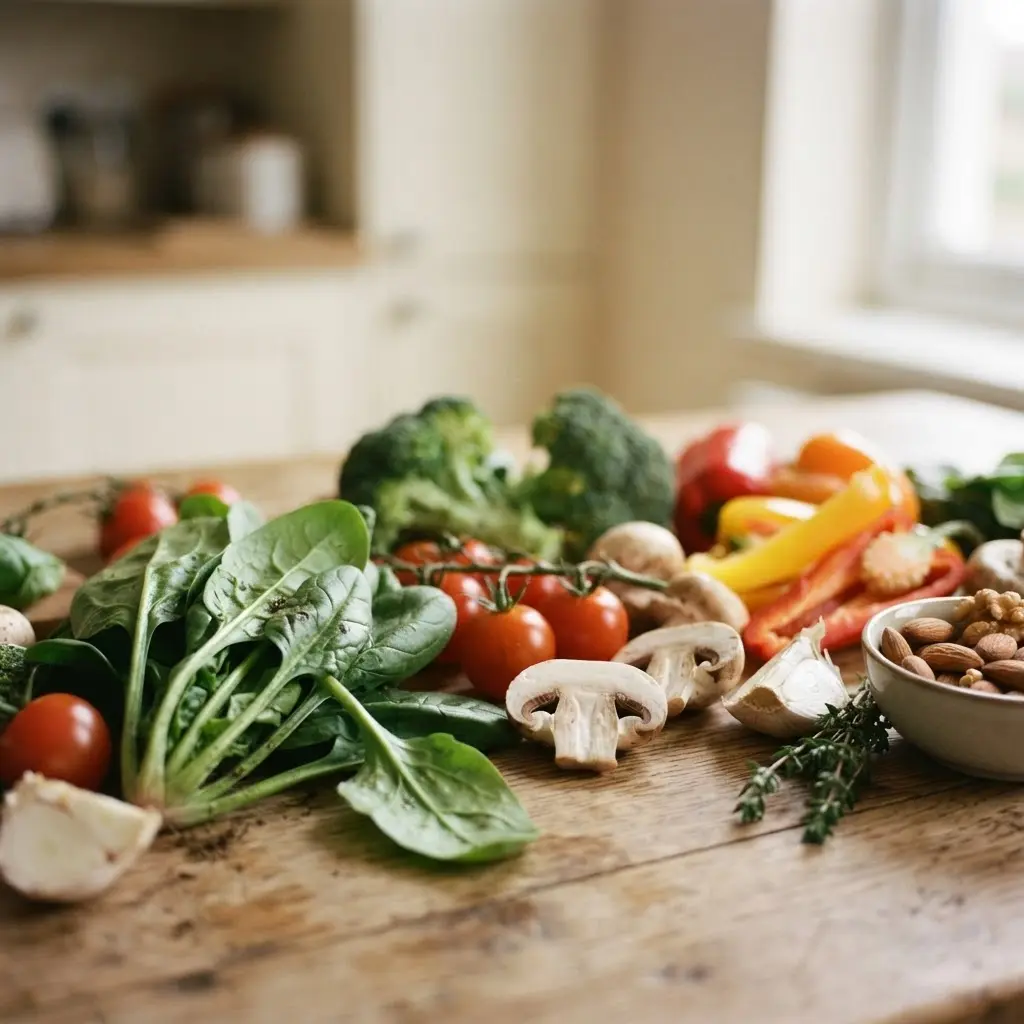 Fresh uncooked real life healthy cooking tips shown in close-up to highlight natural texture.