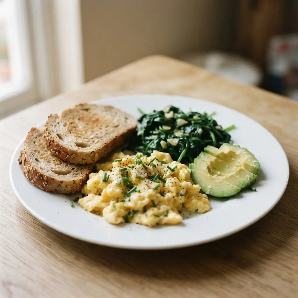 A person sits beside an untouched meal and a food rule list, showing stress linked with restrictive eating.