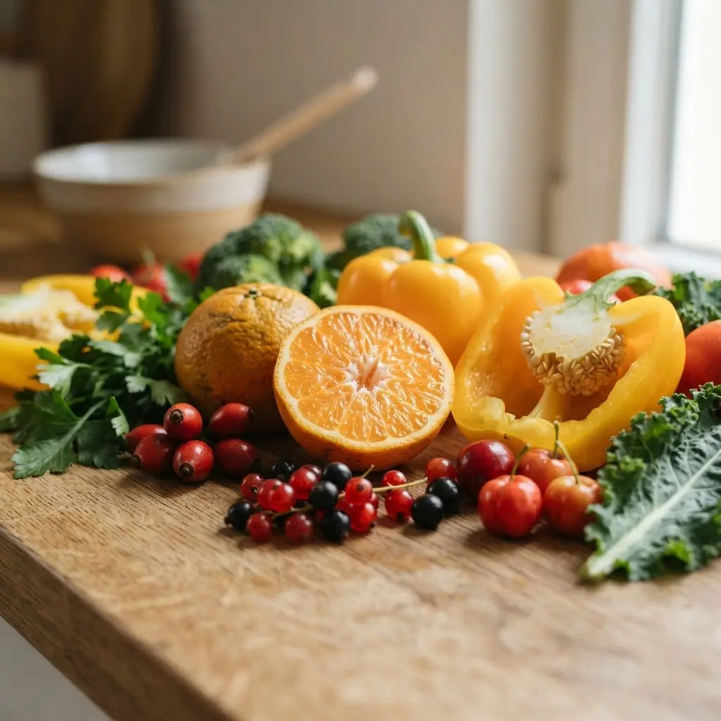 Fresh uncooked things you didn't know about vitamin c shown in close-up to highlight natural texture.