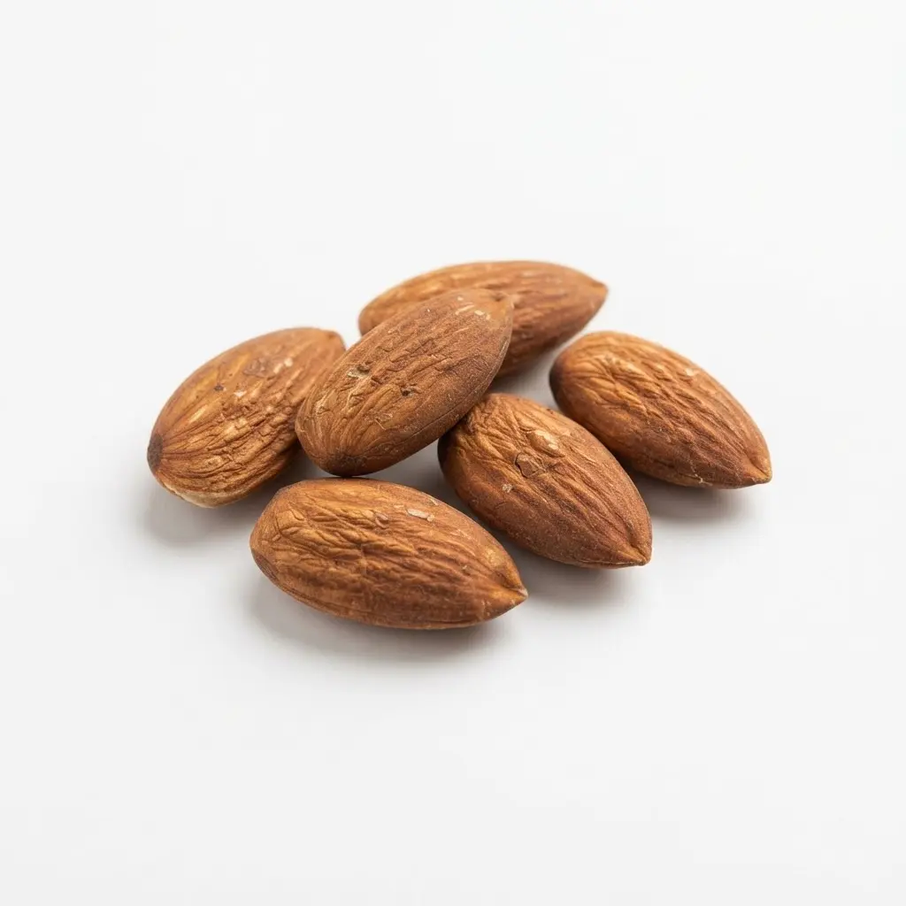 Almonds on a clean white background.