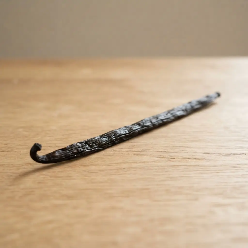 Vanilla on a plain wooden surface.